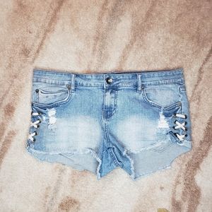 Billabong lace up denim shorts